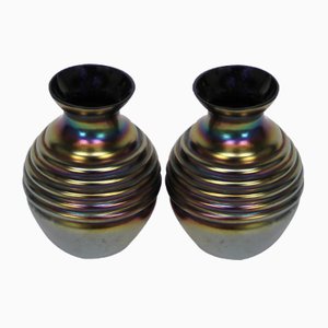 Art Deco Czech Iridescent Vases, Set of 2-NE-926007