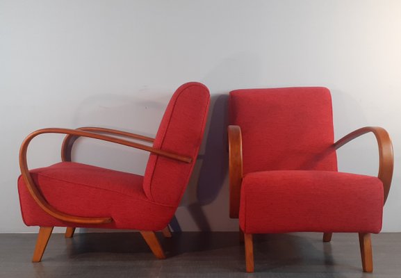 Art Deco Czech Renovated H262 Armchairs by Jindrich Halabala Design for Up Zavody, 1930s, Set of 2-EYI-1143896