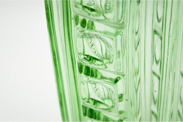 Art Deco Czechoslovakian Vase in Green Uranium Glass by S. Reich for CMS Krasno, 1930s-BXB-1378775