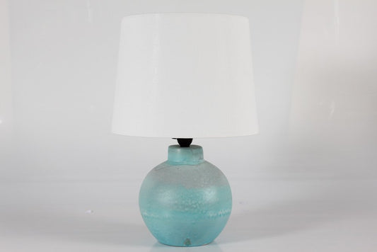 Art Deco Danish Ceramic Table Lamp with Light Turquoise Glaze, 1940s