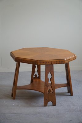 Art Deco Danish Octagon Sofa-Side Table in Oak, 1930s-MXF-1718863