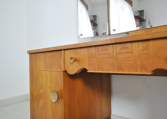 Art Deco Danish Vanity Desk with Tri-Folding Mirror, 1930s-HPQ-1176790