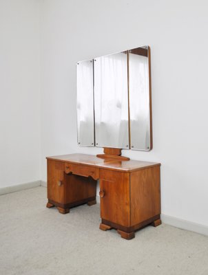 Art Deco Danish Vanity Desk with Tri-Folding Mirror, 1930s-HPQ-1176790