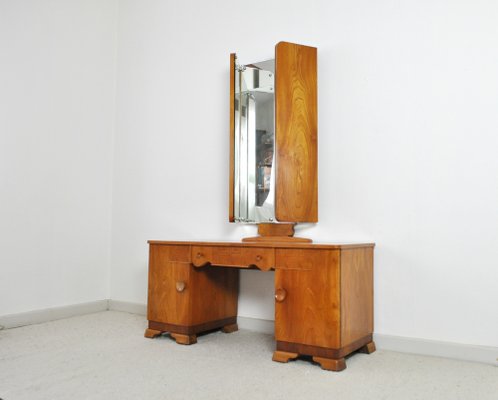 Art Deco Danish Vanity Desk with Tri-Folding Mirror, 1930s-HPQ-1176790