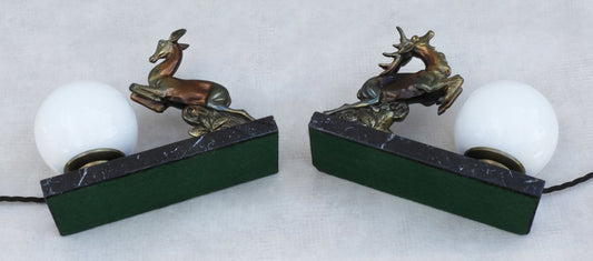 Art Deco Deer Table Lamps, France, 1930s, Set of 2