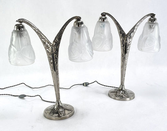 Art Deco Degué Table Lamps from Verrerie Dart Degué, 1920s, Set of 2