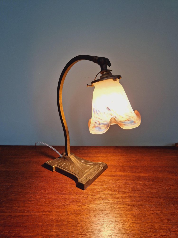 Art Deco Desk Lamp by Le Verre Français, 1920s