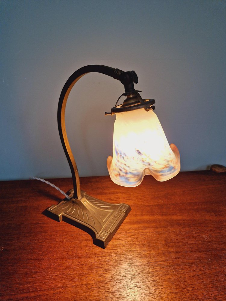 Art Deco Desk Lamp by Le Verre Français, 1920s