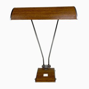 Art Deco Desk Lamp in Chromed Iron and Wood by Eileen Gray for Jumo-WZZ-1007765