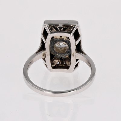 Art Deco Diamond Onyx Platinum Ring, 1930s-OLU-2042371