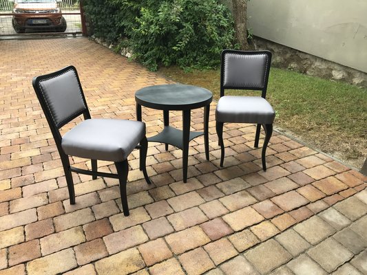 Art Deco Dining Chairs with the Table, 1920s, Set of 3-OXJ-1727684