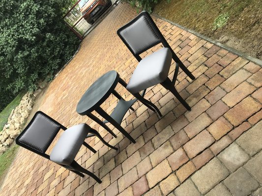 Art Deco Dining Chairs with the Table, 1920s, Set of 3-OXJ-1727684