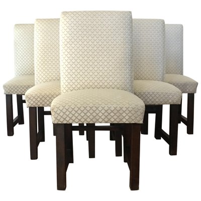 Art Deco Dining Chairs with Upholstery, Italy, Set of 6-PSK-1003066