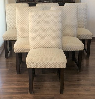 Art Deco Dining Chairs with Upholstery, Italy, Set of 6-PSK-1003066