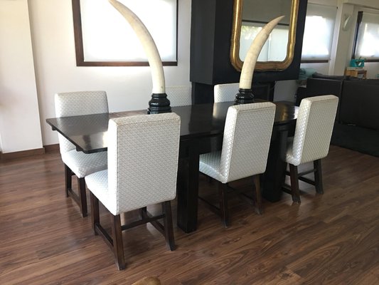 Art Deco Dining Chairs with Upholstery, Italy, Set of 6-PSK-1003066