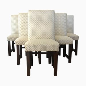 Art Deco Dining Chairs with Upholstery, Italy, Set of 6-PSK-1003066