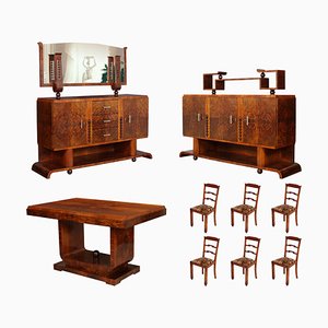 Art Deco Dining Room Set by Osvaldo Borsani for Guido Pennati, 1930s, Set of 7-NJV-765310