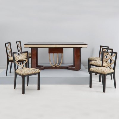 Art Deco Dining Room Set, Italy, 1930s, Set of 11-HWV-1013160