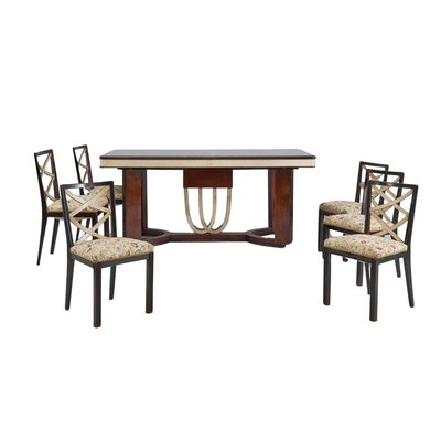 Art Deco Dining Room Set, Italy, 1930s, Set of 11-HWV-1013160