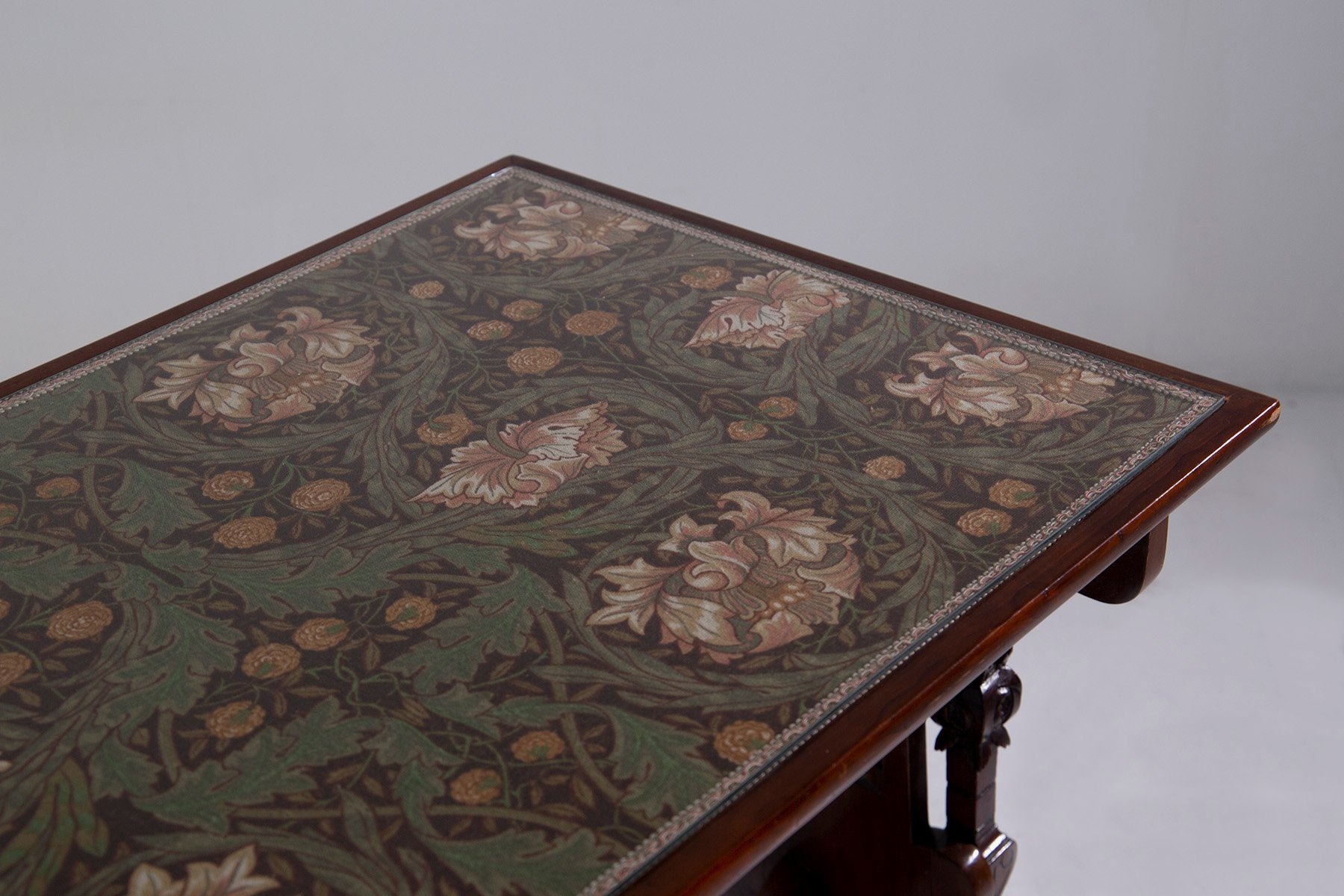 Art Deco Dining Table in Wood and Floral Pattern, 1940s