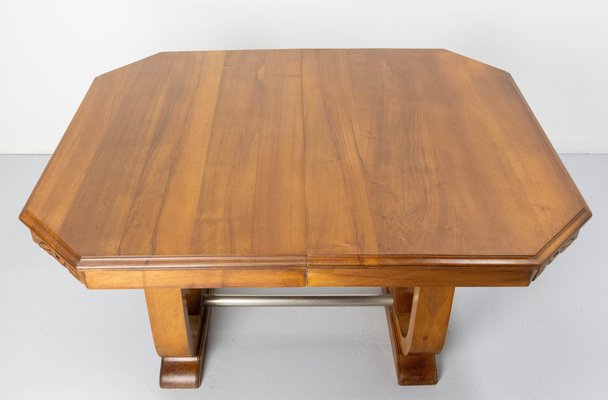 Art Deco Dining Walnut Table with Central Extension, France, 1930s-RIU-1741884