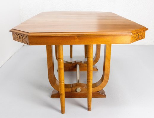 Art Deco Dining Walnut Table with Central Extension, France, 1930s-RIU-1741884