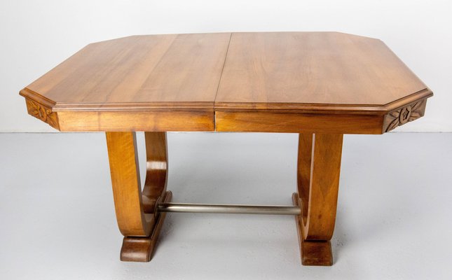 Art Deco Dining Walnut Table with Central Extension, France, 1930s-RIU-1741884