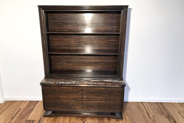 Art Deco Display Case or Bookcase in Macassar with Marble Top, Paris, 1920s-VMP-1061488