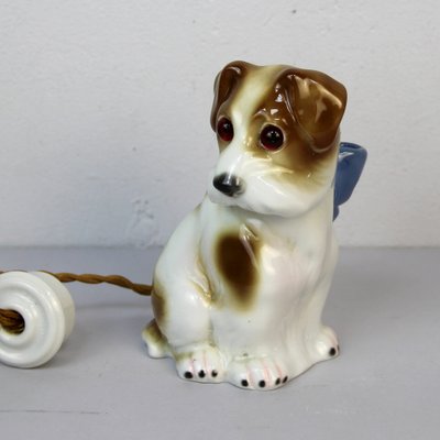 Art Deco Dog Table Lamp in Porcelain, 1930s-NE-1408619