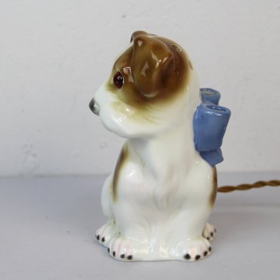 Art Deco Dog Table Lamp in Porcelain, 1930s-NE-1408619