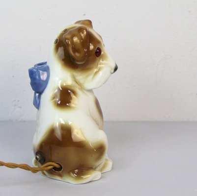 Art Deco Dog Table Lamp in Porcelain, 1930s-NE-1408619