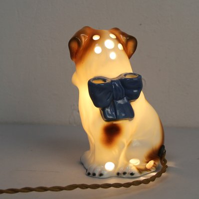 Art Deco Dog Table Lamp in Porcelain, 1930s-NE-1408619