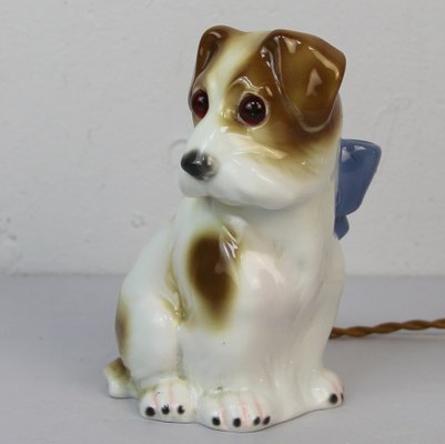 Art Deco Dog Table Lamp in Porcelain, 1930s-NE-1408619