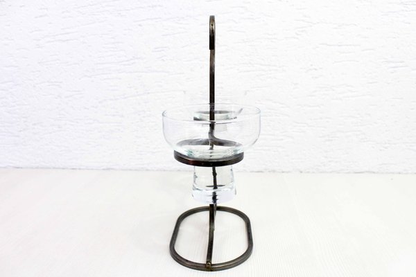 Art Deco Double Glass Candleholders with Stand attributed to Erik Höglund for Bostrom, 1960s-BQF-1702026