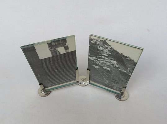 Art Deco Double Picture Frame in Nickel-Plating, 1920s-EY-1768757