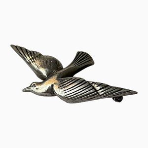 Art Deco Dove Pin Brooch in Sterling Silver, 1930s-LCR-1757021