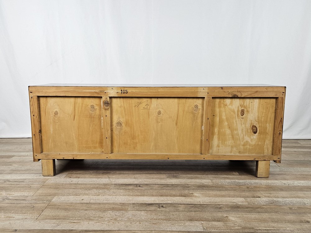 Art Deco Dressing Table in Walnut with Sliding Glass, 1940s