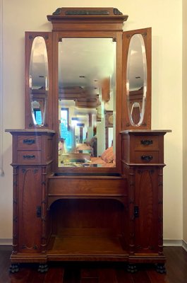 Art Deco Dressing Table with Mirror and Drawers, 1920s-GEL-734325