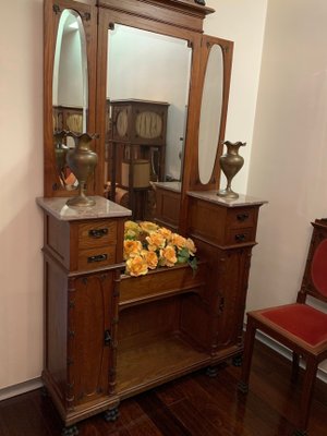 Art Deco Dressing Table with Mirror and Drawers, 1920s-GEL-734325