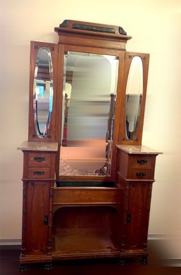 Art Deco Dressing Table with Mirror and Drawers, 1920s-GEL-734325