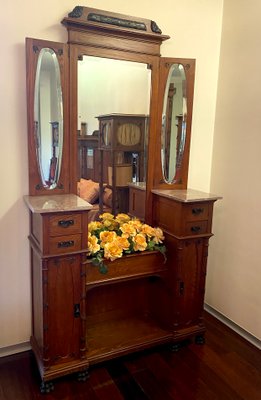 Art Deco Dressing Table with Mirror and Drawers, 1920s-GEL-734325