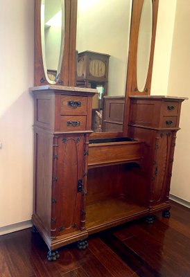 Art Deco Dressing Table with Mirror and Drawers, 1920s-GEL-734325