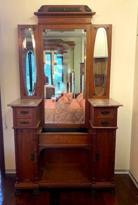 Art Deco Dressing Table with Mirror and Drawers, 1920s-GEL-734325