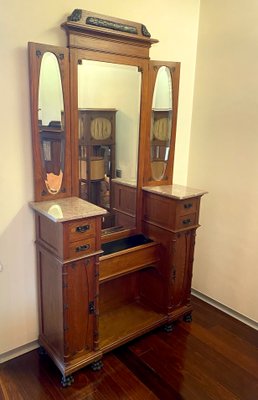 Art Deco Dressing Table with Mirror and Drawers, 1920s-GEL-734325