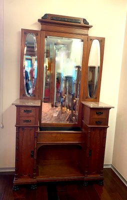 Art Deco Dressing Table with Mirror and Drawers, 1920s-GEL-734325