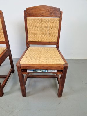 Art Deco Dutch Haagse School Oak Rattan Chair, 1930s, Set of 2-AXJ-2022476