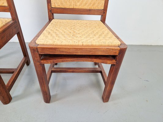 Art Deco Dutch Haagse School Oak Rattan Chair, 1930s, Set of 2-AXJ-2022476