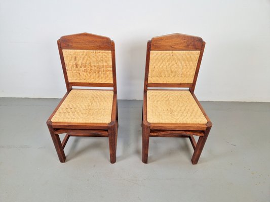 Art Deco Dutch Haagse School Oak Rattan Chair, 1930s, Set of 2-AXJ-2022476