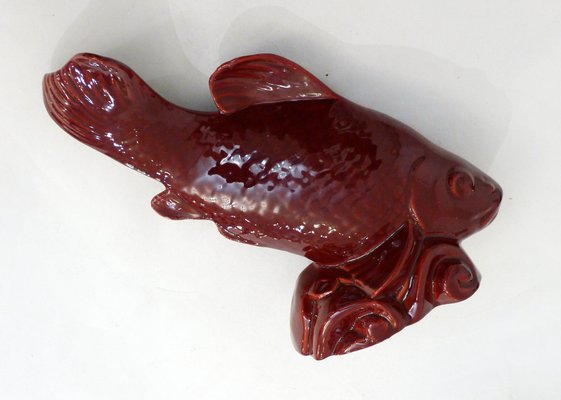 Art Deco Earthenware Fish Sculpture from Saint-Clément France, 1930s-1940s-RNR-2043343