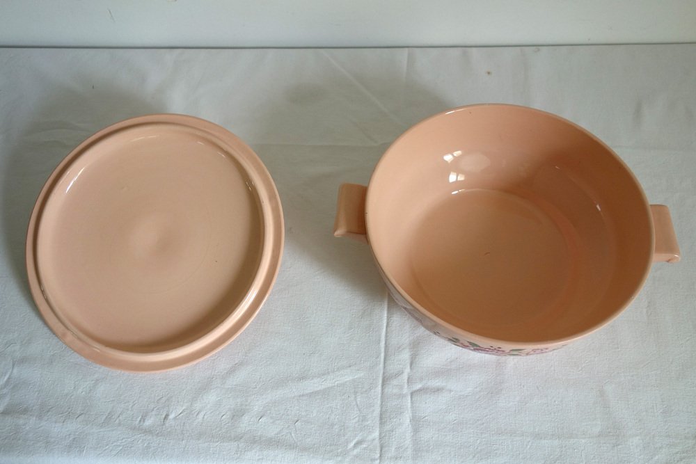 Art Deco Earthenware Service with Beijing Model Enamals, Longwy, 1930s, Set of 14